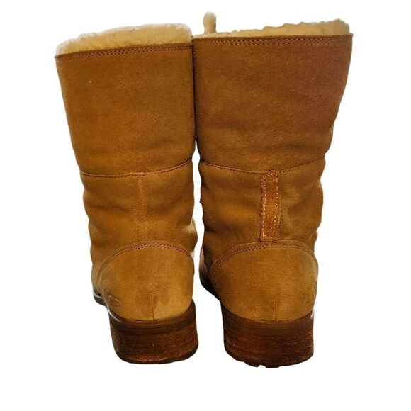 UGG AUSTRALIA GRADIN CHESTNUT LEATHER WATER RESISTANT BOOTS  SIZE 8 MISSING TAG - Picture 3 of 5